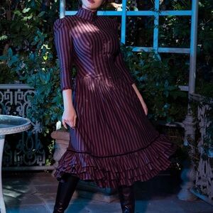 Elegant Striped Purple Dress